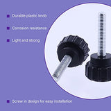 ▶ Juego de 20 pomos de sujeción moleteados con rosca macho redonda M4 x 20 mm, color negro, con tornillos de sujeción para tornillos de extracción rápida