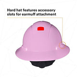 ▶ 3M Casco seguridad  duro de ala completa , rosa, suspensión de trinquete de 4 puntos, con Uvicator
