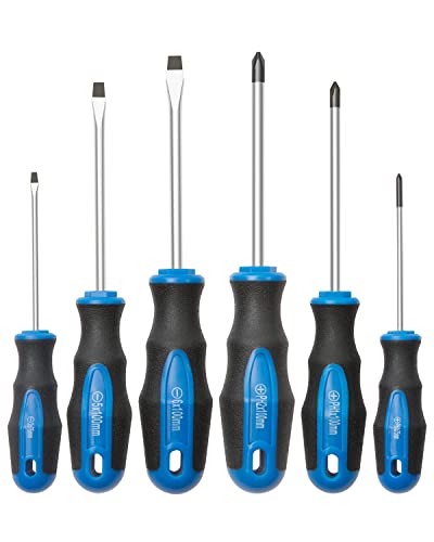 ▶ Set 6 PCS, Professional Cushion Grip 3 Phillips and 3 Flat Head Tips Screwdrivers Non-Slip for Repair Home Improvement Craft