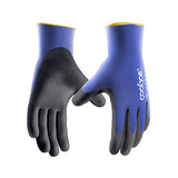 ▶ Guantes de agarre 12 pares de guantes de trabajo de seguridad, con revestimiento de poliuretano (PU) guantes de trabajo con agarre, una docena de paquetes a granel, azul, talla XL (12 pares XL)