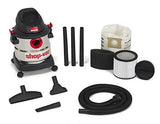 Shop-Vac 5989300 5 galones 4.5 Pico HP Aspiradora de Acero Inoxidable en seco en húmedo, Negro, Negro