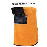 ▶ Capucha de Soldador Soldadura de la cara de la cubierta de la campana del soldador del casco de cuero resistente al calor con lente de filtro de protección de la cara del cuello de los ojos de la soldadora accesorios de