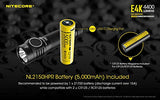 Combo: NITECORE E4K Next Generat Linterna – 4400 lúmenes con llavero Tiki Mini LE – 300 lúmenes