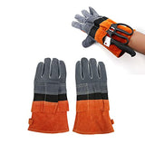 ▶ Guantes ignífugos  Resistentes al Calor ignífugos, no abrasadores, ignífugos, Guantes Protectores para Barbacoa para cocinar con 3 Compartimentos para Acampar Naranja