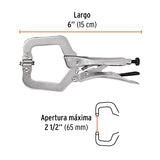 Truper PPC-6R, Pinza de presión tipo "C" de 6", con mordaza autoajustable