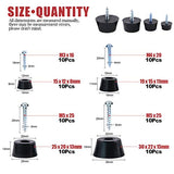 💢Hilitchi - Almohadillas de goma redondas negras con tornillos a juego con arandela de acero inoxidable integrada para tabla de cortar, amplificadores, mesas de escritorio, sofás (kit surtido)