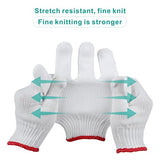 ▶ Guantes de trabajo  de algodón, manuales para reparación de construcción, tejido industrial, almacén, jardinería, barbacoa, duraderos, resistentes al calor, grueso blanco, Large