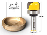 ▶ Broca fresadora 1-1/8" Diameter Bowl & Tray Template Router Bit 1/2" Shank