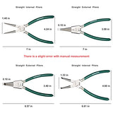 GINWORD Alicates de anillo de retención de 7 pulgadas, kit de alicates de círculo, mandíbula recta/doblada, alicates de clip en C para retención de anillos