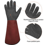 ▶ Guantes Jardinería largos, guantes de jardín de poda de rosas para mujeres y hombres, de piel sintética resistentes a espinas y pinchazos, guantes de trabajo floral con puño ajustable para Bushes, cactus, jardinero