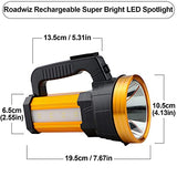 🔦 Linterna recargable Roadwiz Foco LED de mano recargable de 6000 lúmenes, linterna portátil superbrillante, foco de batería de mano, linterna LED de mano brillante, luz de trabajo USB de larga duración