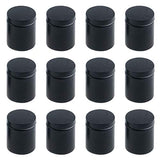 Antrader Soporte de vidrio de 1 pulgada x 1-1/5 pulgadas, tornillo de soporte de pared para uñas, acero inoxidable, accesorios de montaje para letreros de fijación, paquete de 12, negro mate