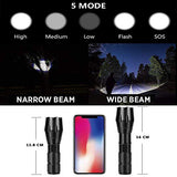 🔦 Linterna recargable SEEDARY Linterna LED Militar Visión Nocturna, Herramienta Práctica Portátil 1600 Lúmenes Lampara LED, Linterna para Bicicleta y Linterna Táctica
