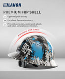 ▶ Casco seguridad  Aprobado por OSHA, diseño de patrón Azul, Casco ventilado de Seguridad FRP con suspensión de trinquete Ajustable de 4 Puntos, Clase C