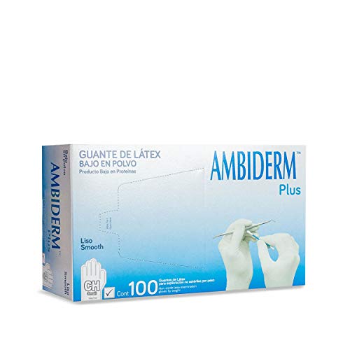 ▶ GUANTE AMBIDERM PLUS LISO BLANCO CHICO CAJA C/100 PZAS