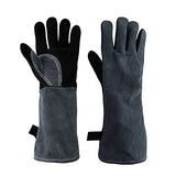 ▶ Guantes de soldadura, resistentes al calor/al fuego, guantes de forja de cuero, manga extra larga de 16 pulgadas y gancho ignífugo