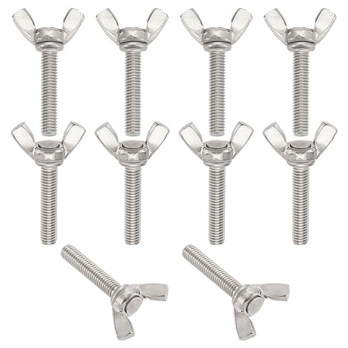 UNICRAFTALE - 10 tornillos de mariposa de acero inoxidable, tornillos de bloqueo de tuerca de mariposa con perilla de ala, pernos de ala de sujeción de máquina, tornillos de mano de 45 x 26 mm