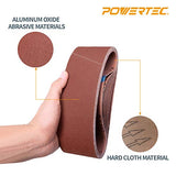 ▶ Correas de lijado de óxido de aluminio de grano 80, papel de lija de alta calidad para lijadora de banda portátil, paquete de 10 POWERTEC
