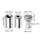 🔩 Juvielich - Tornillos separadores para letreros (8 unidades), 1/2 pulgadas Diámetro x 2,5 cm. L) Tornillos publicitarios de acero inoxidable para soportes de pared, accesorios para soportes de letreros, clavo acrílico de vidrio, plateado