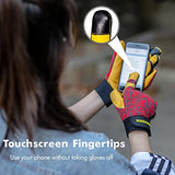 ▶ Guantes de jardinería para mujeres y hombres, guantes de trabajo de piel de oveja con pantalla táctil, guantes de trabajo de jardín flexibles y transpirables (mediano, rojo)