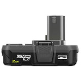 ▶ ROYBI Pistola de pegamento P305 con cargador y batería de iones de litio P163 18-Volt ONE+ 2.0 Ah batería y cargador