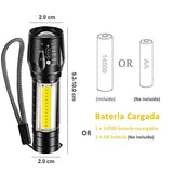 🔦 Linterna recargable EASYTAO Linterna LED Recargable Paquete de 4, Lampara Tactica con Luz de XPE+COB Flashlight Portátil, Lampara Led con 5 Modos de Luz (4PCS)