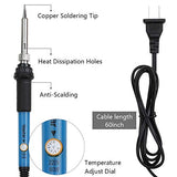 ▶ Kit del Soldador Set de Soldadura 60W 110V con Temperatura Ajustable 5pcs Puntas Bomba de Desoldadura ,Soporte, Pinzas Antiestáticas y Tubo de Soldadura para Uso Reparado Variamente