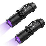 🔦 E T EASYTAO Linterna UV 2PCS, lampara led UV, Ultravioleta pequeña mano 395 nm Flashlight con Funcion de Agrandar, Detector de orina para mascotas, perros y gatos (Paquete de 2)