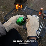 ▶ Guantes ignífugos  Aislamiento de Cuero Guantes de Barbacoa ignífuga Grueso grulas Guantes Protectores Protección de Mano de Obra a Domicilio Alta Ardor, Caqui