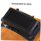 ▶ Capucha de Soldador Soldadura de la cara de la cubierta de la campana del soldador del casco de cuero resistente al calor con lente de filtro de protección de la cara del cuello de los ojos de la soldadora accesorios de