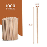 ▶ Agitadores de café de madera, paquete de 1000 varillas desechables, palitos de madera de 5.5 pulgadas para café y cócteles, mezclador de bebidas de madera con extremos lisos, palitos de bebidas Swizzle
