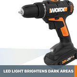Taladro inalámbrico de 20 V WX101L.4 con 30 brocas de perforación y conducción, juego de batería y cargador incluido WORX