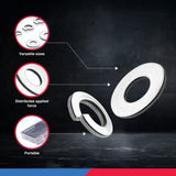 ▶ NEIKO  - Surtido de arandelas planas y cerraduras, acero inoxidable, 350 piezas, color plateado