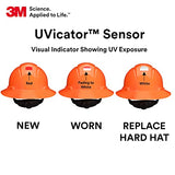 ▶ Casco de seguridad 3M SecureFit H-806SFV-UV, naranja, estilo de ala completa ventilada con sensor Uvicator, suspensión de trinquete de difusión de presión de 4 puntos, ANSI Z87.1