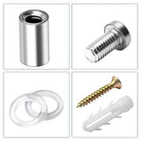 🔩 Juvielich - Tornillos separadores para letreros (8 unidades), 1/2 pulgadas Diámetro x 2,5 cm. L) Tornillos publicitarios de acero inoxidable para soportes de pared, accesorios para soportes de letreros, clavo acrílico de vidrio, plateado