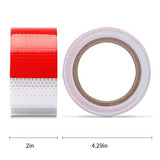 Starrey Cinta reflectante DOT-C2 de 2 pulgadas x 30 pies, color rojo y blanco, impermeable, autoadhesiva, para remolque, precaución, reflector de seguridad