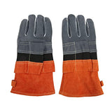 ▶ Guantes ignífugos  Resistentes al Calor ignífugos, no abrasadores, ignífugos, Guantes Protectores para Barbacoa para cocinar con 3 Compartimentos para Acampar Naranja