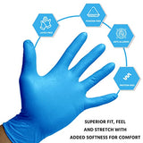 ▶ Guantes de nitrilo, sin látex, guantes de goma sin polvo, guantes médicos desechables para examen, azul, guantes de nitrilo XL, 100 guantes de plástico por caja