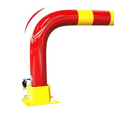 ▶ Barrera de estacionamiento Plegable para Garaje U Cicatriz Bloqueo de Espacio de estacionamiento Poste de estacionamiento de Seguridad Entrada de bolardo con Cerradura y Pernos