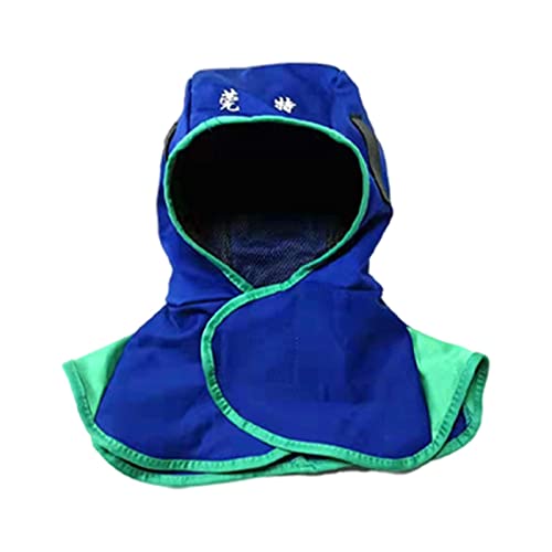 ▶ Gorro de soldadura transpirable, lavable, ligero, a prueba de polvo, resistente, para soldador, protección para el cuello, casco FR, azul L