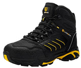 ▶  LARNMERN Botas de punta de acero a prueba de pinchazos para hombres, indestructibles, cómodas, antideslizantes, antiestáticas, botas de trabajo de seguridad al aire libre L91185 (31.0 cm, Negro amarillo)