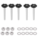 🔩 Juego de 5 tornillos de apriete a mano de 32 x M6 x 50 con forma de estrella, cabeza de estrella, cabeza de tornillo de sujeción, cabeza en forma de estrella para máquinas herramientas, cabeza hexagonal de plástico negro