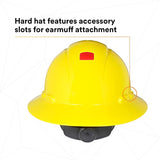 ▶ 3M Sombrero duro de ala completa H-802V-UV, suspensión amarilla de trinquete de 4 puntos, ventilado, con Uvicator