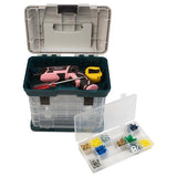 ▶  Caja de herramientas portátil, organizador de piezas pequeñas con cajones y compartimentos personalizables para hardware, aparejos de pesca, abalorio o manualidades (gris)