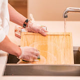 ▶ GUante de vinilo transparente sin polvo EDI, 4,3 milésimas de pulgada, desechable, industrial, transparente, sin látex ni alérgenos, de plástico, para trabajo, servicio de alimentos, limpieza, 100 guantes por caja (Caja de 100) (tamaño mediano)