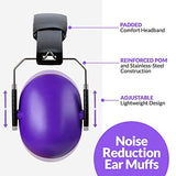 ▶ Orejeras de protección auditiva y reducción de ruido, ligeras, ajustables y plegables NRR 20 dB, protección de oídos de seguridad para disparos, maquinaria pesada, trabajo y caza, para adultos y niños, color morado