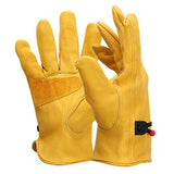 ▶ Guantes de soldador de cuero Doble capa corta CALOR DE CALOR DE PROTECCIÓN Guantes de estufa XL 1 Pair, guantes resistentes a los cortes