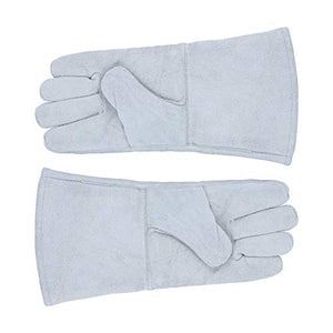 TEHAUX Guantes de Soldadura Guantes de Piel de Vaca Resistentes Al Fuego Soldador Mano de Trabajo Guantes de Línea Ignífugos Protector de Manos 34X14cm