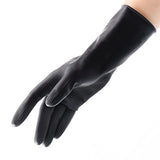 ▶ Guantes de tinte para el pelo, color negro, reutilizables, para peluquería, látex, grandes, gruesos, de goma, para la limpieza, cocina, lavaplatos, 5 pares