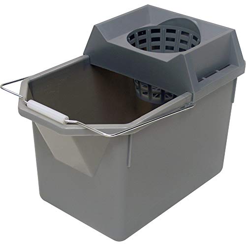 Rubbermaid Commercial Products, cubeta Lightweght de 15 Cuartos de galón con colador de fregona/escurridor Combinado, Gris